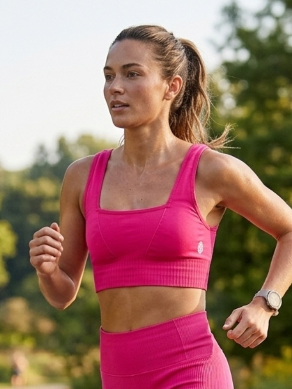 NEW Free People Movement "Good Karma" ribbed sports top in bright pink
XS Small